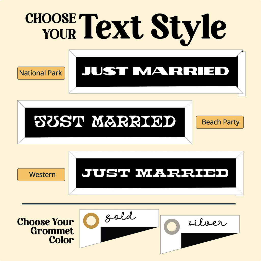 Just Married Felt Banner: Wedding Getaway Car Decoration Photo Prop
