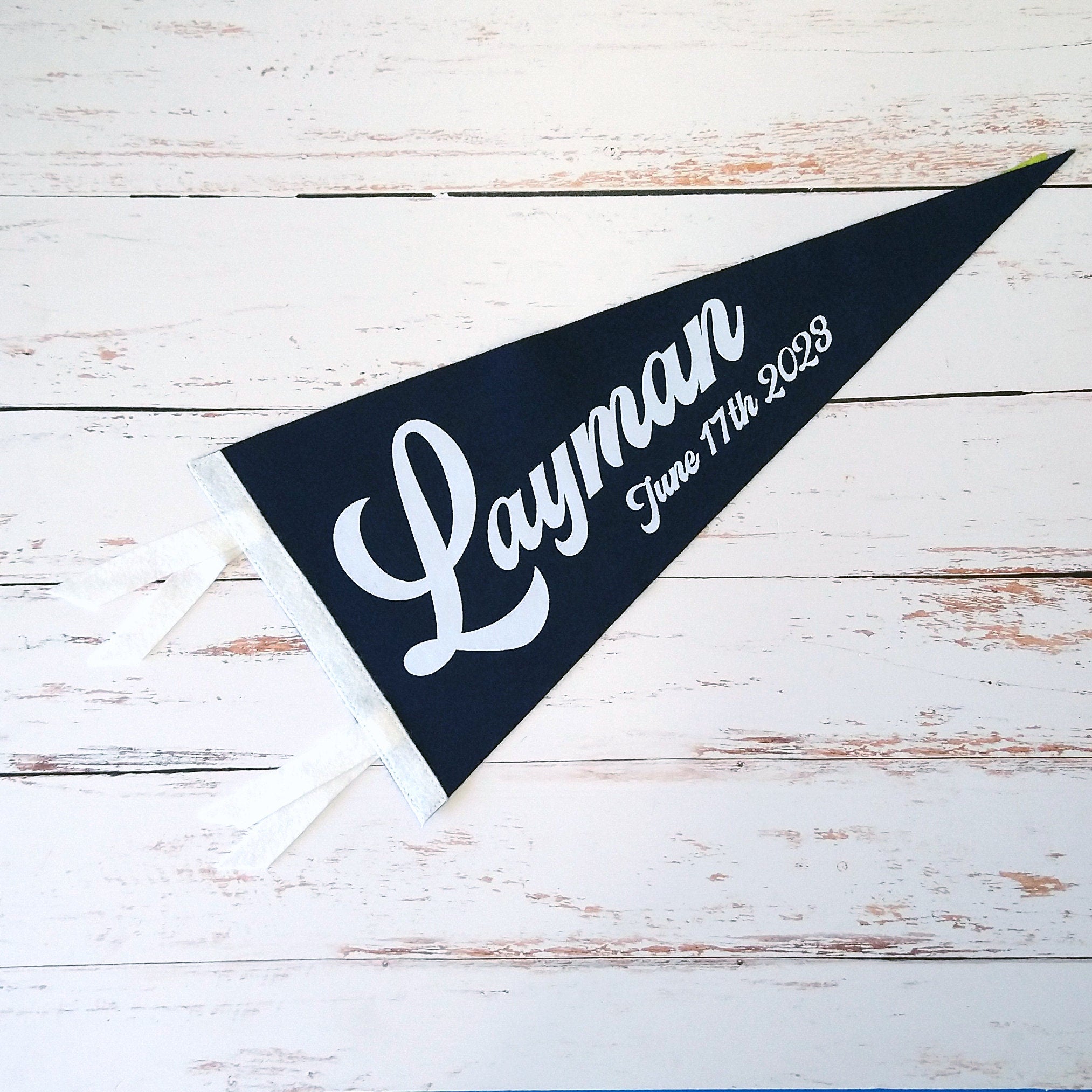Wedding Name and Date, Anniversary Gift Pennant