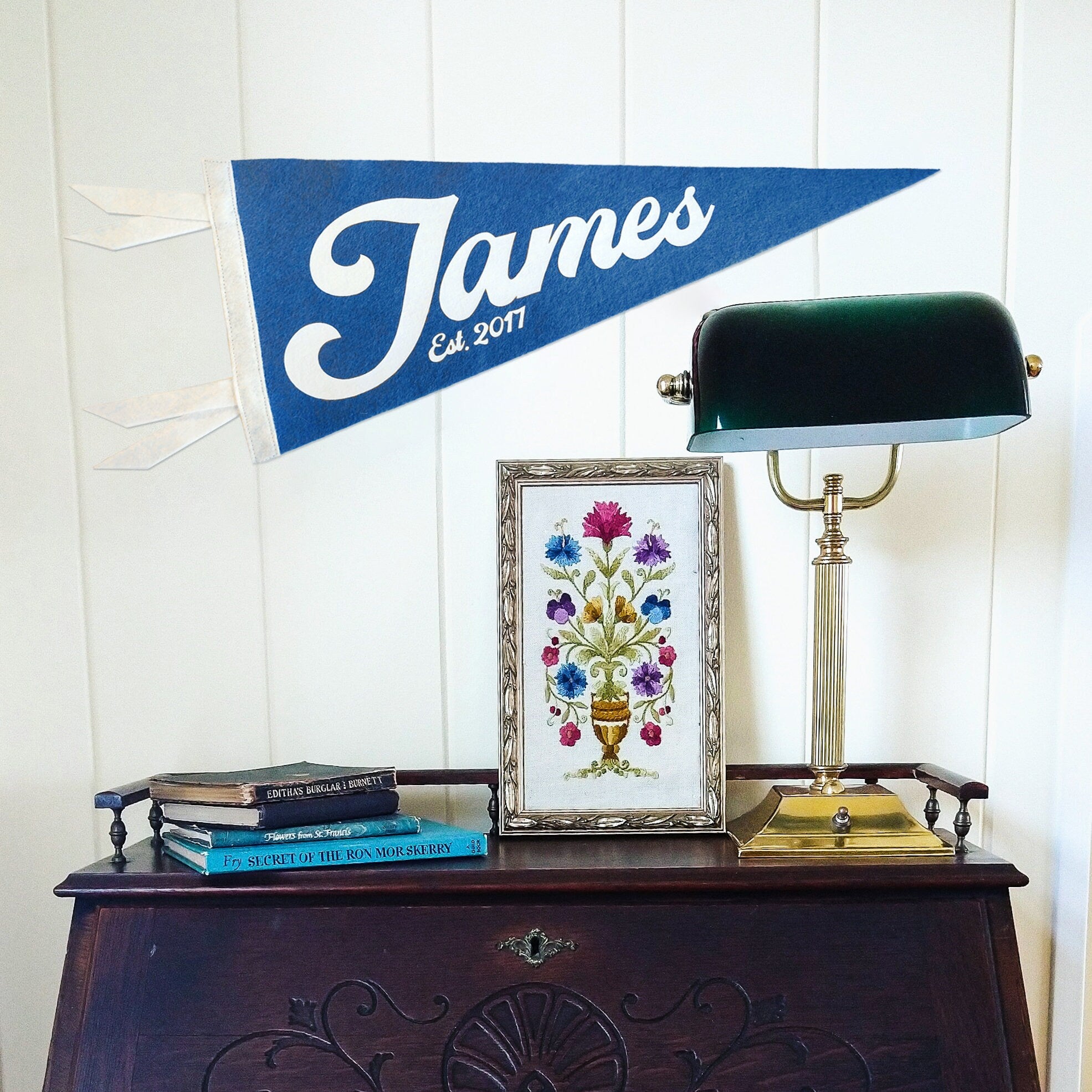 Wedding Name and Date, Anniversary Gift Pennant