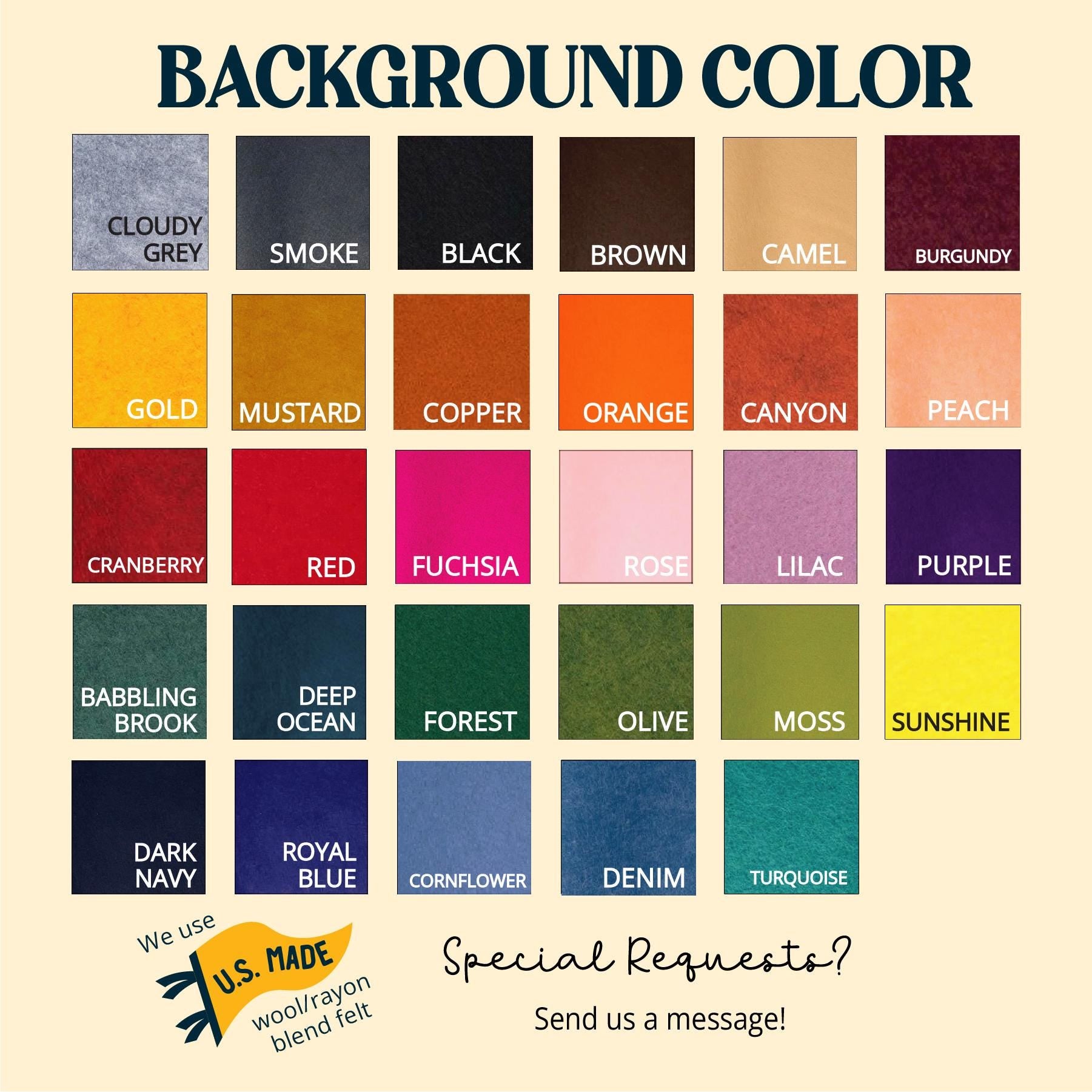 Color swatch chart showing all of the background color options.