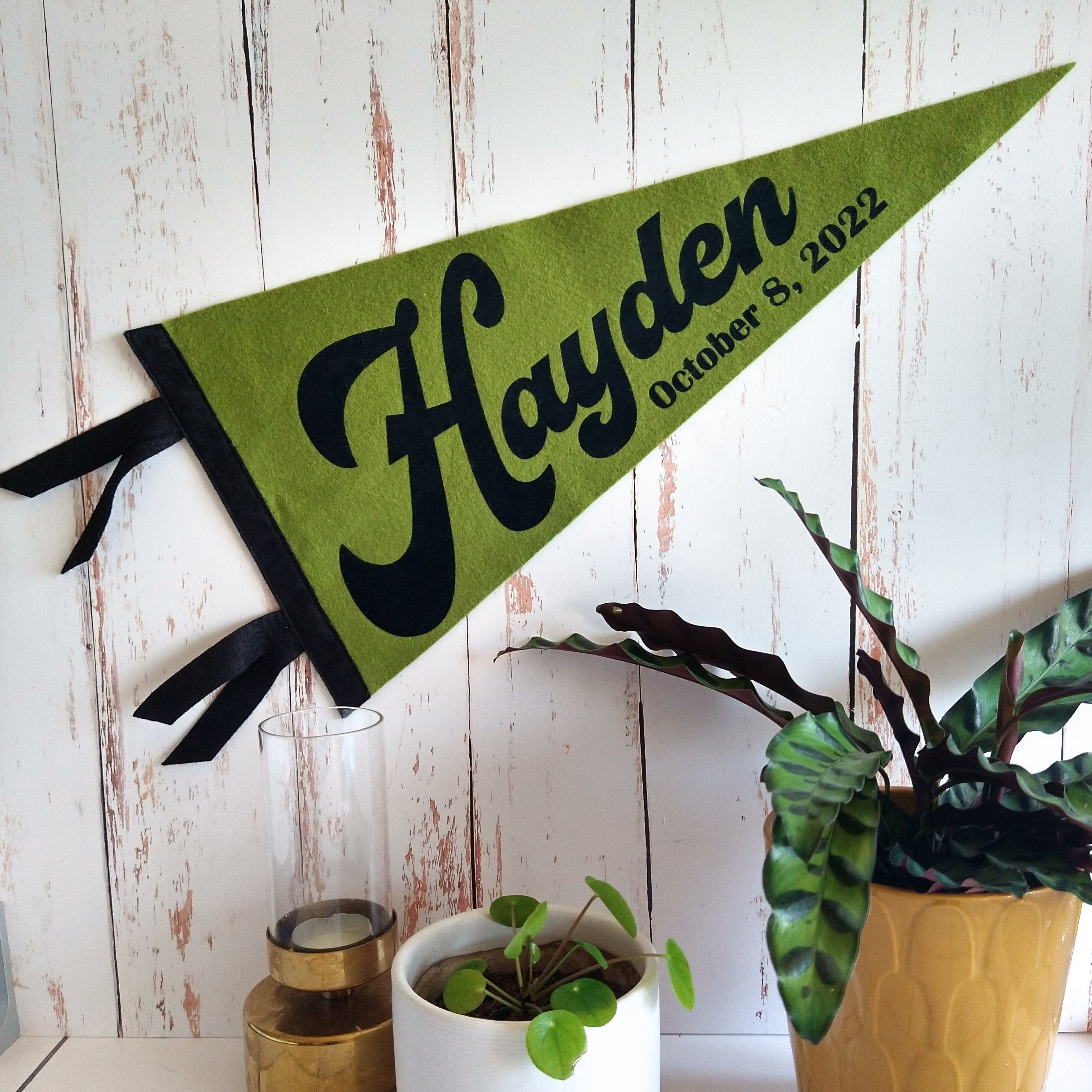 Wedding Name and Date, Anniversary Gift Pennant